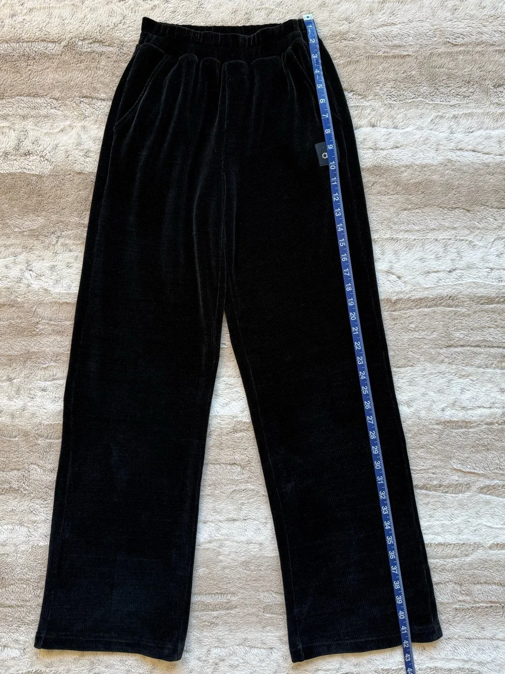 ALO YOGA Chenille High-Waist Wide Leg Chalet Pants in Black Size XXS